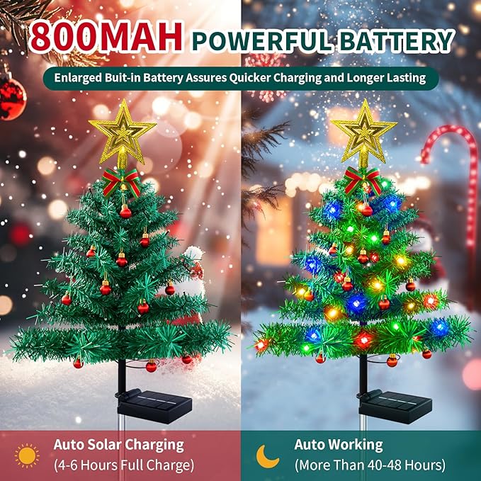 Upgraded Solar Outdoor Christmas Tree Lights Multicolor, 800mA Solar Powered Outdoor Lighted Xmas Tree Waterproof | Lumora