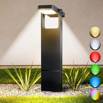 3 Color in 1 Solar Pathway Lights Outdoor 6 Pack + 360° Adjustable Panel Solar Pathway Lights Outdoor 6 Pack