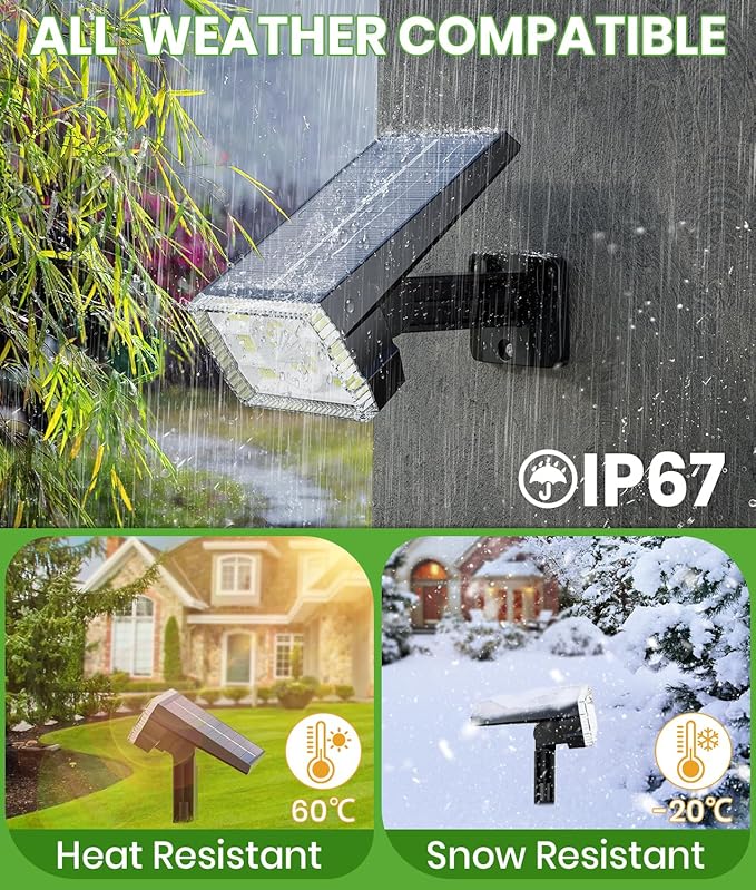 Bright Solar Spot Lights Outdoor 4 Pack, [58 LED/12000K/3 Modes] Solar Lights Outdoor Waterproof IP67, Auto On/Off | Lumora