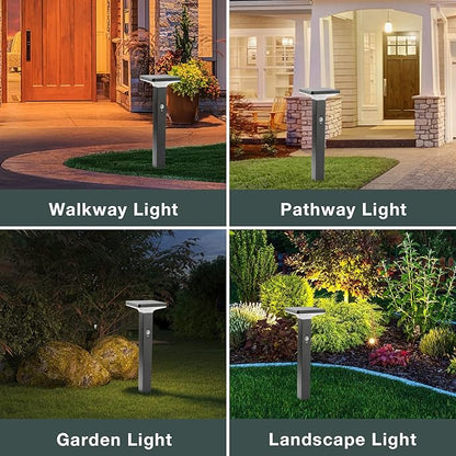 Solar Pathway Lights Outdoor，Motion Sensor Dusk to Dawn Bright Lamps Post，Led Waterproof Aluminum Landscape Lighting Path High 600 Lumen Black Light for Garden Yard Lawn Walkway Driveway Patio
