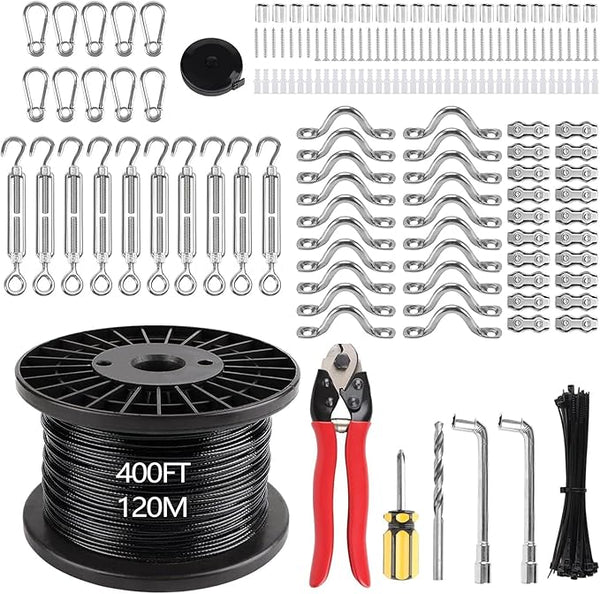400 Ft String Light Hanging Kit, Garden Wire Rope Kit Coated Stainless Steel Wire - Outdoor Lighting Accessory | Lumora