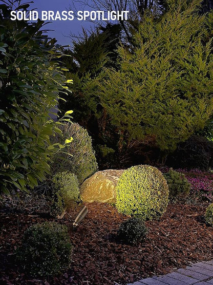 LEONLITE Solid Cast Brass Landscape Spotlights, Low Voltage Landscape Light, 12V Directional Uplights for Tree, House, Work with MR16 Bulb, (Bulbs Not Included), IP65, 7.72" Tall, Bronze, Pack of 4