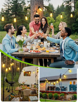 48FT Solar String Lights Outdoor with Remote, Waterproof Dimmable Patio Lights with 15+1 LED ST38 Bulbs 3 Modes | Lumora