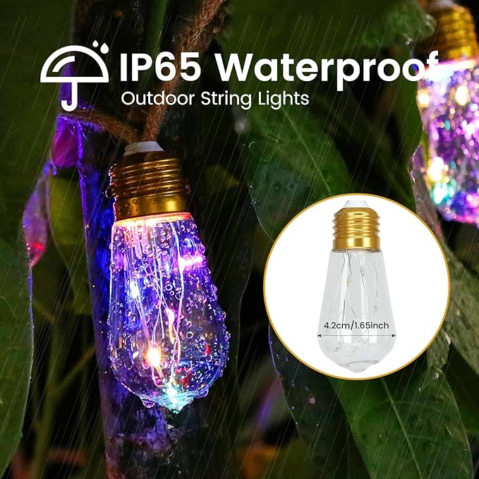 2Pack Solar Outdoor String Lights 24FT Vintage Rope Hemp Solar Lights with 20 Shatterproof Bulbs,8 Modes Solar | Lumora