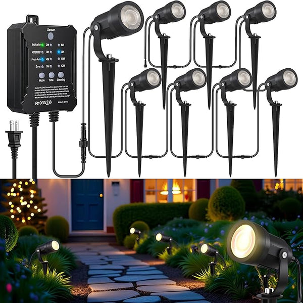 COLOER All-in-One Low Voltage Landscape Lighting Kit, 8 Pack 5W Landscape Lights with Transformer and Connectors | Lumora