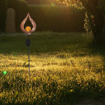 Solar LED Flame Torch Light for Garden Lawn Outdoor Waterproof Decorative Solar Pathway Lamp with Hollow Design