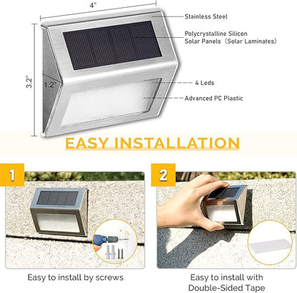 SOLPEX Solar Step Lights - 12 Pack Solar Powered Deck & Stairway Lights, Outdoor Fence Pathway Porch Garden (Warm White)