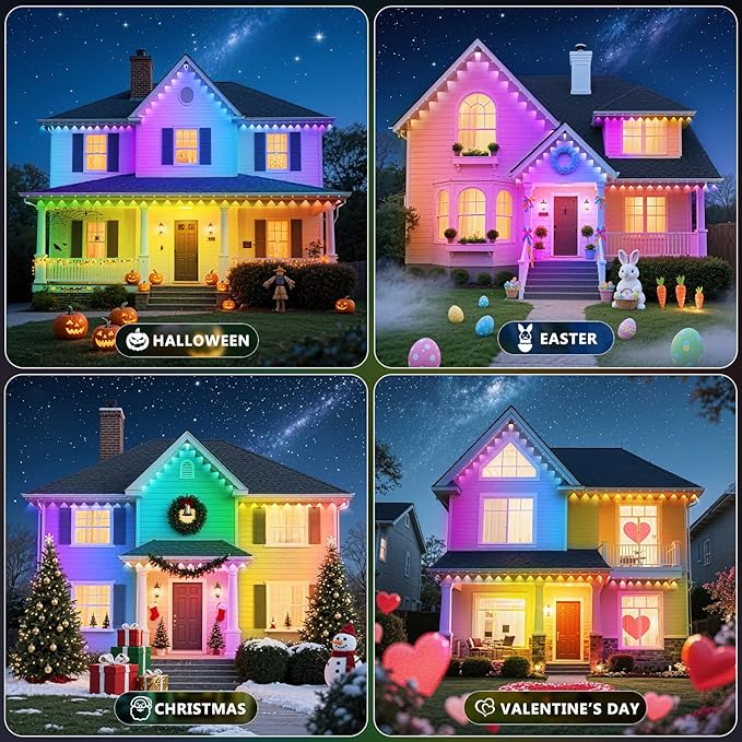 LETIANPAI 400FT Permanent Outdoor Lights,RGB Eaves Lights with App Control Remote,DIY Scene Modes IP67 Waterproof | Lumora