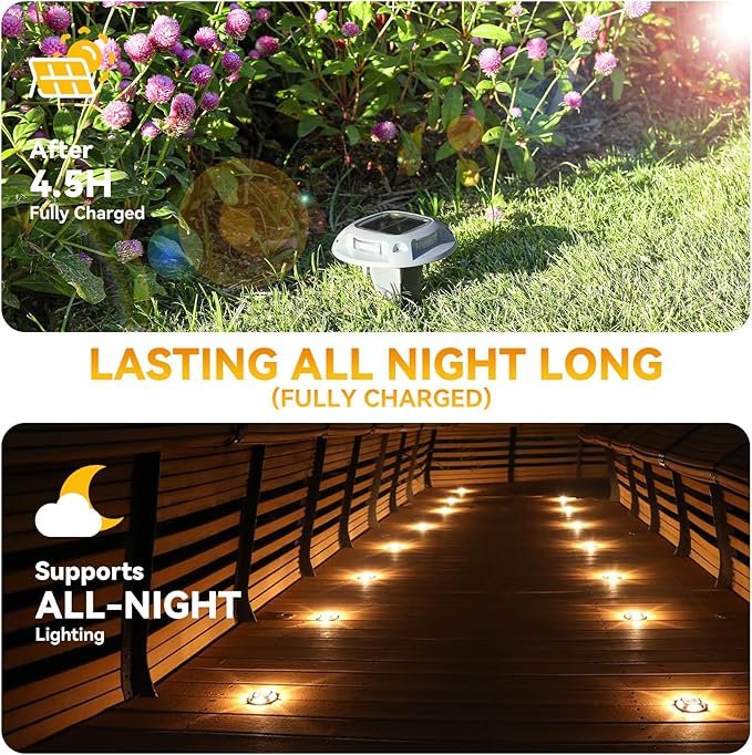 AGPTEK Solar Driveway Lights 24 Pack, 2 Colors in 1 Outdoor Solar Deck Dock Marine Waterproof LED Driveway Marker Security Lights for Outside Pathway,Boat Dock,Step,Walkway,Path,Garden