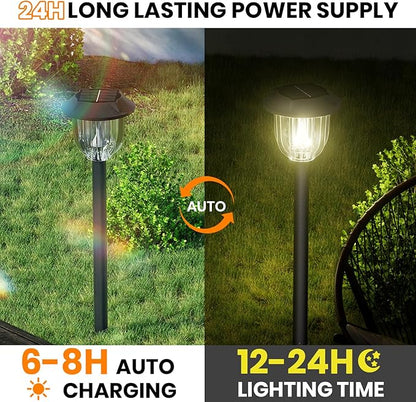 AOSEA Bright 10 Pack Solar Lights Outdoor IP65 Waterproof,LED Solar Lights for Outside,Landscape Lighting,Garden Decorative for Yard,Patio,Landscape,Pathway,Sidewalk,Driveway,Lawn (Warm)