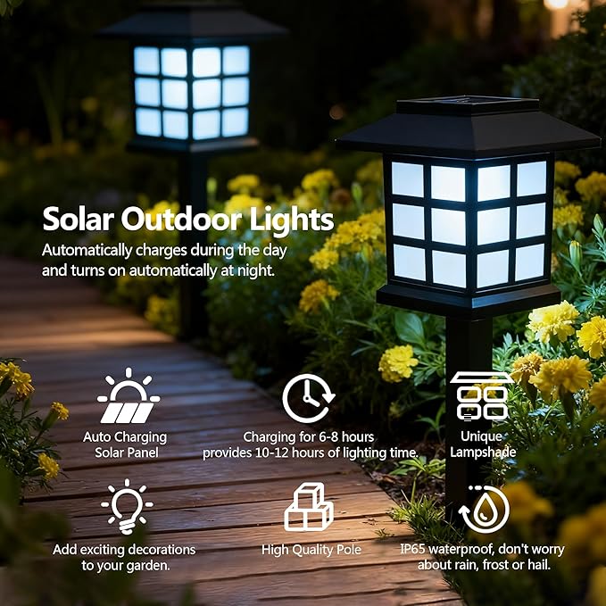 Solar Lights Outdoor,10 Pack LED Solar Garden Lights Waterproof,Auto On/Off Solar Pathway Lights for Landscape,Path,Yard,Patio,Driveway,Walkway Decor