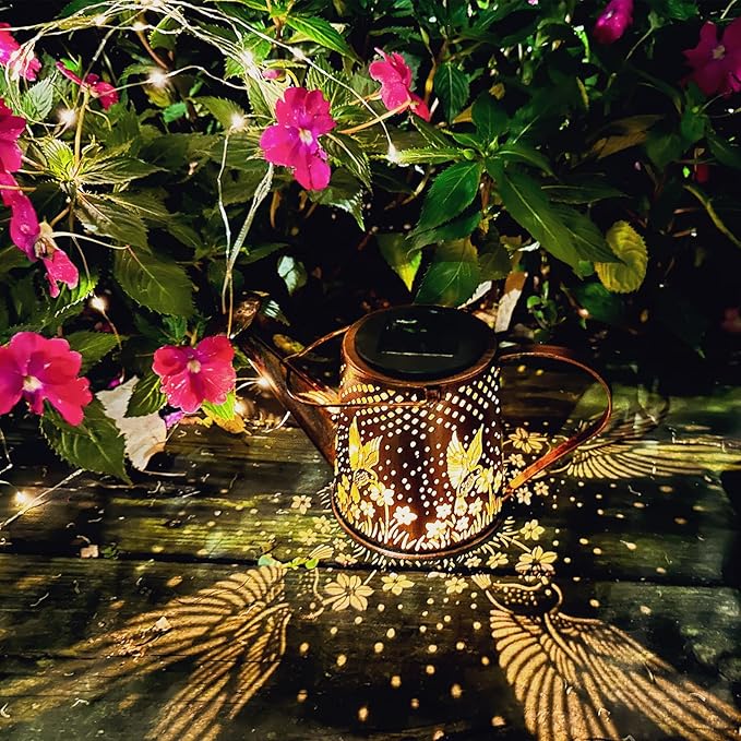 Solar Watering Can Outdoor Lights Garden Decor,Hummingbird Hanging Lantern Waterproof Landscape Lights Outside | Lumora