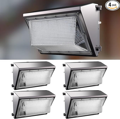 Lightdot 4Pack 150W LED Wall Pack Lights - 22500Lm(150Lm/W) Dusk-to-Dawn (100-277V) 5000K IP65 Outdoor Exterior Lighting Fixture for Warehouse/Parking Lots | 5-Yr Warranty, ETL(Height:10~20ft)