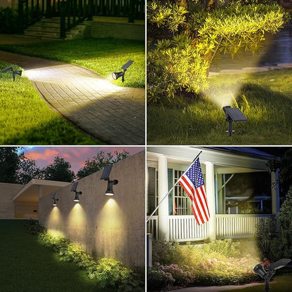 800 Lumens Solar Powered Spot Lights Outdoor - Adjustable Solar Flood Lights with 30 LEDs, 3 Modes, IP65 Waterproof, Solar Light for Landscape, Yard, Garden, Driveway, Tree, Wall(Warm White, 12-Pack)