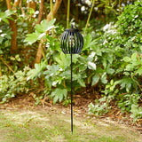 Glitzhome Solar Lights Outdoor Round-Shaped Black Metal Stripes Solar Stake Lights with Edison Bulb | Lumora