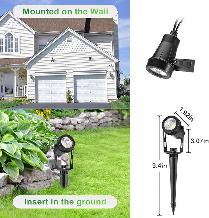 2 Pack Extendable Outdoor Landscape Lights, 12V Low Voltage Landscape Lighting IP65 Waterproof Plug-in Outdoor | Lumora