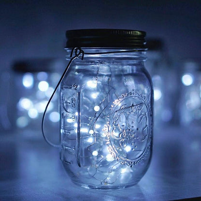 Solar Mason Jar Lights, 6 Pack 10 LED Jar Lid String Lights with 6 Hangers(No Jars), Waterproof Fairy Firefly Light for Garden, Patio, Outdoor, Yard, Lawn Decor(Cold White)