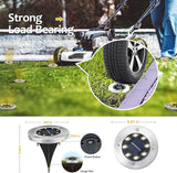 Pozzolanas 12 Pack Solar Ground Lights - 8 LED, Warm White, In-Ground Landscape Lights for Pathway, Yard, Walkway | Lumora