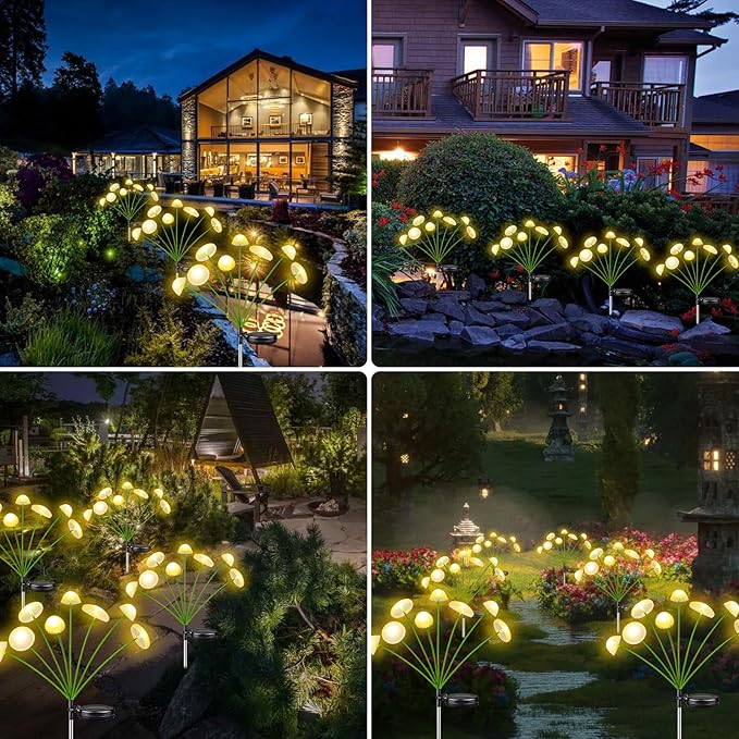 2PK 16LED Solar Garden Lights Outdoor, Mushroom Solar Lights Outdoor, IP65 Waterproof Firefly Light Outside Decor | Lumora