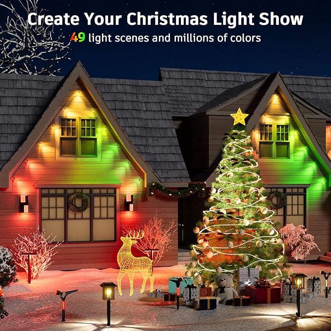 XMCOSY+ Smart Outdoor String Lights - 123ft RGBCWIC Patio Lights with 40 Color Changing Bulbs, LED String Light for | Lumora