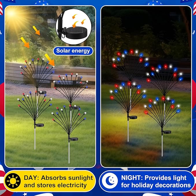 4 Pcs Solar Firefly Lights for Garden Swaying Lights Decoration Outdoor Garden Fairy Light for Yard Pathway Patio Lawn Waterproof Firefly Stake for Outside Holiday Decor(Pineapple Ball)