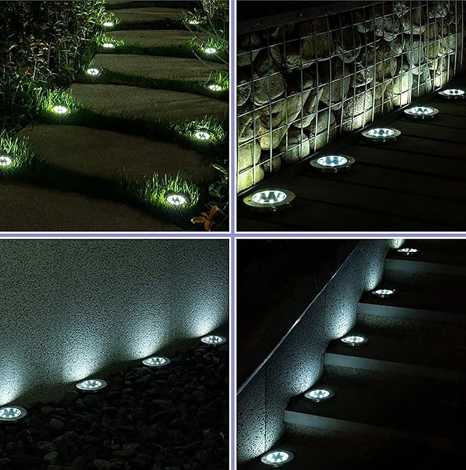 Solar Ground Lights - 20 LED, 12 Pack Outdoor Disk Lights - Waterproof in-Ground Garden Light Set for Pathway, Lawn | Lumora