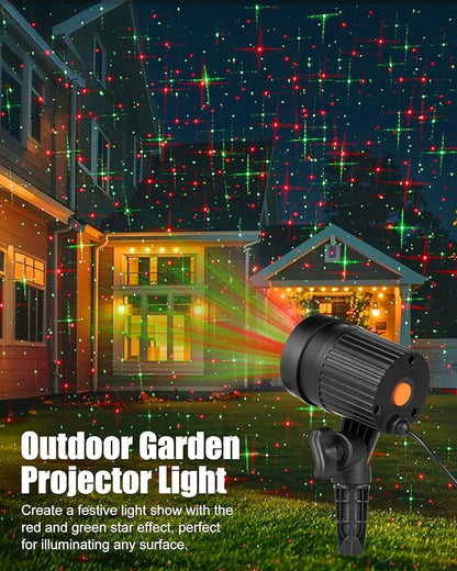 Moonflor 2 Pack Christmas Laser Lights Outdoor, Red and Green Moving Outdoor Laser Light, Starry Projection Light 3 Working Modes Waterproof Landscape Lights for Garden House Christmas Decoration