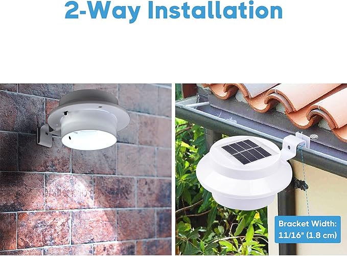 Yescom Solar Gutter Light Outdoor Waterproof 3 LED Deck Fence Lights with Bracket Wall Garden Stair Step Yard White | Lumora