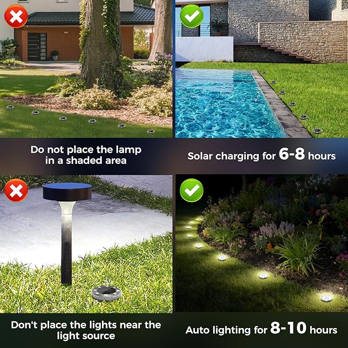 Peasur 24 Pack Solar Ground Lights Outdoor-Cool White | Lumora