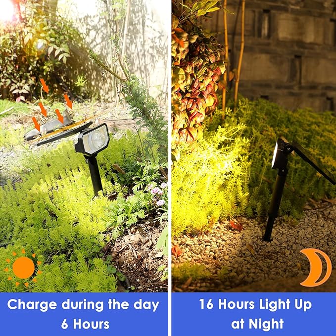 Energetic RGB Solar Spotlights Outdoor, Waterproof Pathway Lights, 26 LEDs Landscape Spotlights, Colorful LED Solar Lights for Outside, 9 Lighting Modes Garden Lighting, 6 Pack