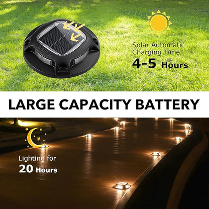 AGPTEK Solar Driveway Lights Outdoor 12 Pack, 2 Color Modes LED Deck Dock Marine Waterproof Driveway Marker Lights for Step Sidewalk Stair Garden Pathway Walkway Yard (Warm White/Cool White, Black)