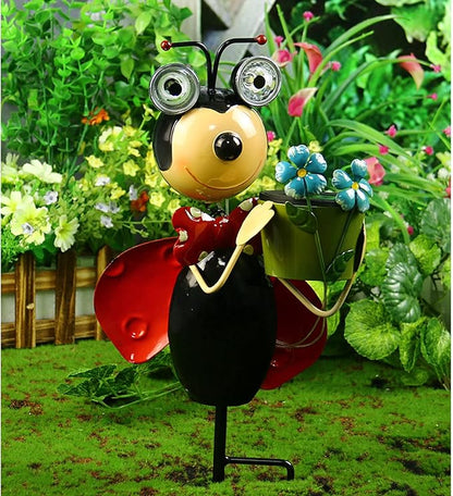 Garden Solar Ladybug Stake, Waterproof Landscape Path Lights ,Metal Ladybird Decor Solar Garden Lights Solar Ladybird Stake for Outdoor Patio Yard Decorations