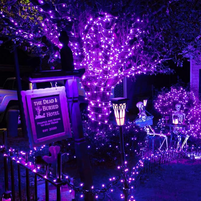 FULLBELL Black Light String Lights Blacklight 100 LEDs 33 Feet Black Lights for Glow Party, Blacklights for Birthday Party Halloween Christmas Bedroom (Purple)