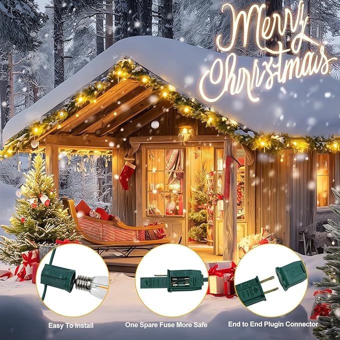 C9 Clear Christmas String Lights, 50FT 52 Bulbs Bright & Warm Outdoor Christmas Lights, Outdoor Indoor Xmas | Lumora
