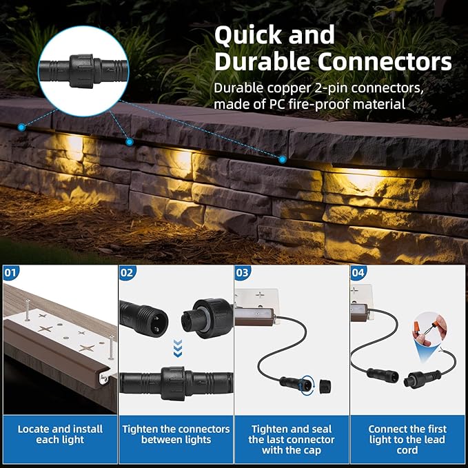 7 Inch Retaining Wall Lights Hardscape Lighting IP67 Waterproof, LED Outdoor Step Lights Low Voltage 12V, 2700K Warm White, Landscape Lights for Outdoor Stone Walls Patio Deck Stair Fence