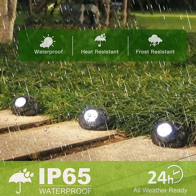 LIYAOLI Solar Rock Landscape Lights - 3 Pack Waterproof IP65 Fake Stone Solar Lights for Garden Pathways | Outdoor Ground Lighting with Auto On/Off & White LEDs