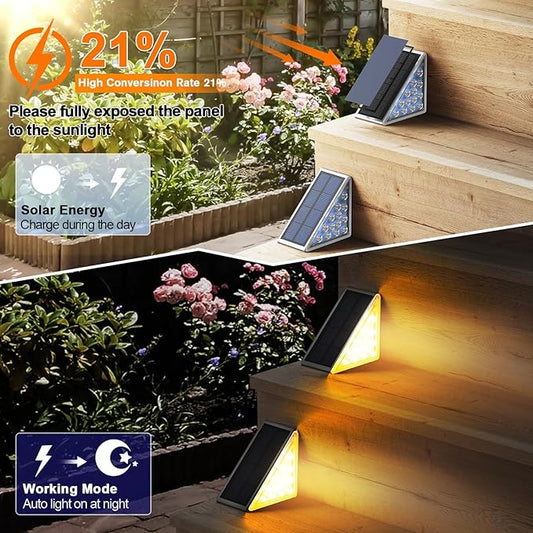 Solar Step Lights for Outside Waterproof IP67, 8 Pack Solar Stair Lights LED Outdoor Step Lights Decor for Stair, Deck, Front Step, Patio, Garden