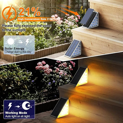 Solar Step Lights for Outside Waterproof IP67, Outdoor Stair Lights 6 Pack, Solar Stair Light Outdoor LED Outdoor Step Lights Decor for Stairs, Deck, Front Step, Patio, Garden