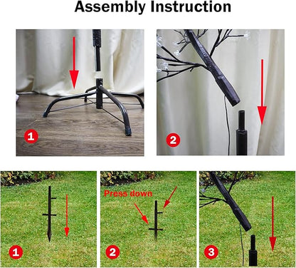 FUCHSUN 6 FT 200 LED Solar Cherry Blossom Tree Light, Lighted Garden Tree Outdoor Pathway Lights for Patio Yard Wedding Festival Home Christmas Decoration (Purple)