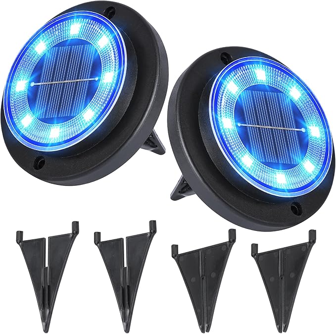 Flacchi Solar Lights Outdoor - Solar Powered Ground Lights Outdoor Solar Disk Light Waterproof Landscape Light for | Lumora