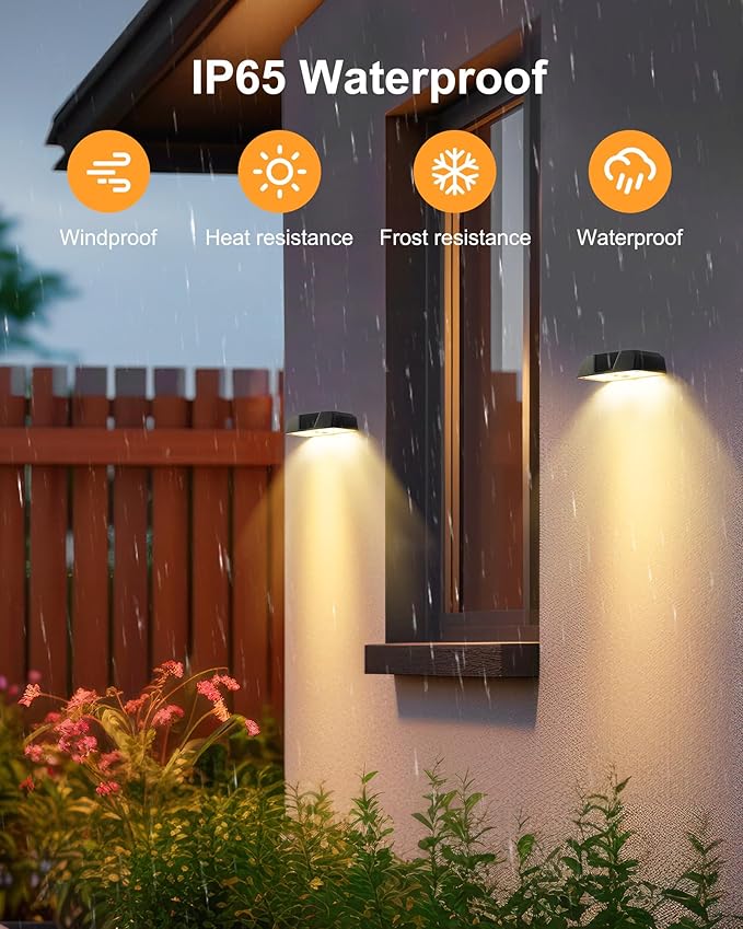 Brightown Solar Fence Lights Outdoor - 6 Pack Solar Deck Light with Warm White, Cool White, 7 RGB Color, Fade/Jump | Lumora