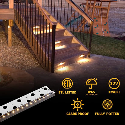 Gardenreet 13 Inch LED Hardscape Light,Retaining Wall Lights,12V AC/DC Paver Step Light,Cast Aluminum Housing,Integrated 2.5W 2700K LED Light Source,IP65 Waterproof, 50000 Hours Lifespan
