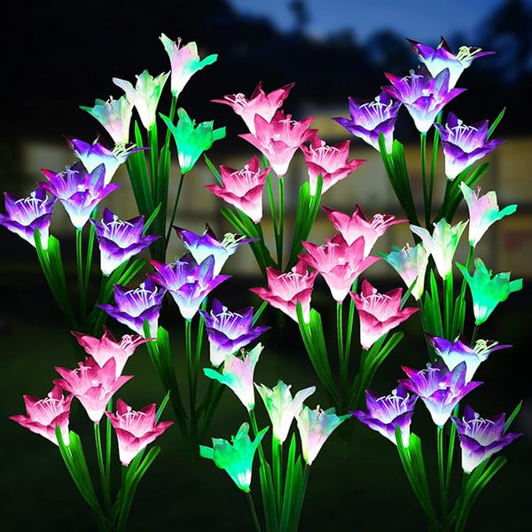 WdtPro Solar Outdoor Lights Garden Decorative 10 Pack, Waterproof Solar Garden Lights with 40 Lily Flowers | Lumora