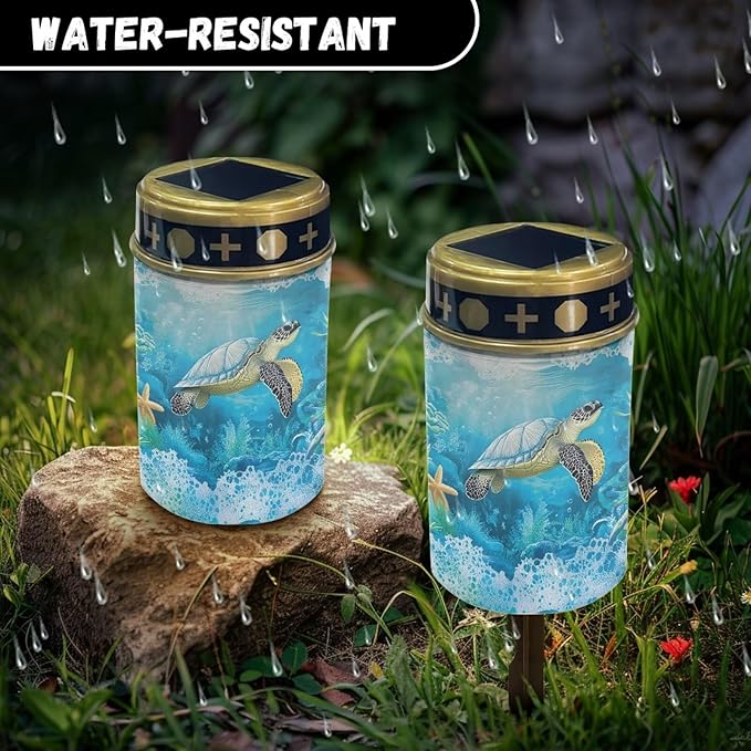 ZOUTAIRONG Blue Sea Turtle Solar Light for Cemetery Grave Outdoor Waterproof Powered Solar Pathway Lights 1 Pack Outdoor Cemetery Lights for Grave
