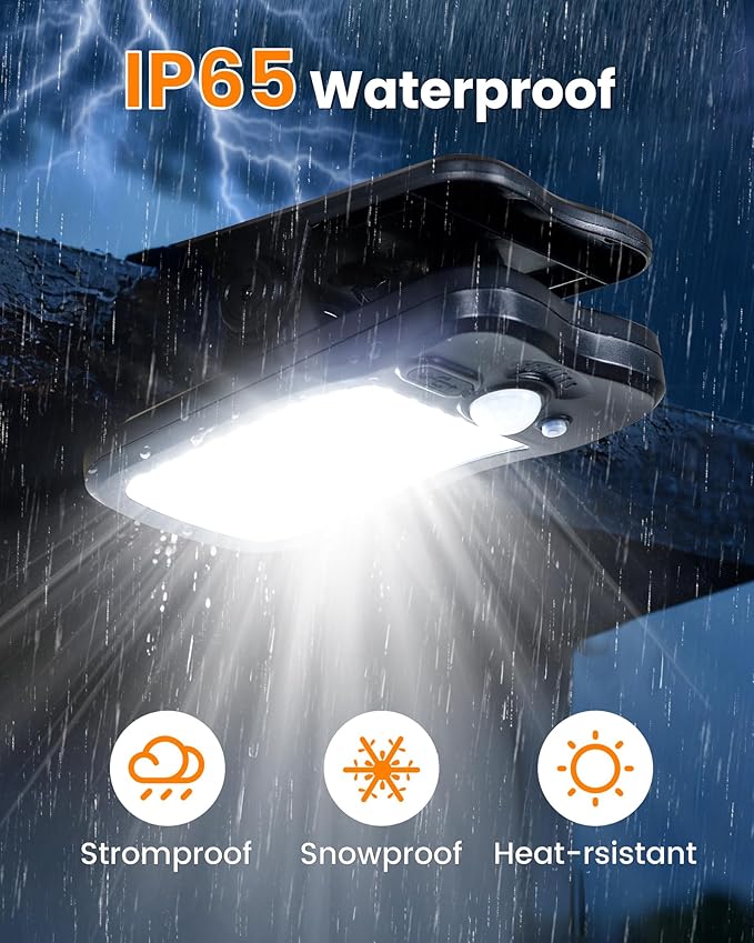 Clip on Solar Lights for Fence, 3 Modes Solar Motion Lights Outdoor Waterproof, 60LEDs 500LM Portable Security | Lumora