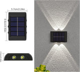 MSUIINT Solar Fence Lights, 4 Pcs Outdoor Deck & Wall Lamp, 4 LED Up-Down Lighting, Waterproof for House, Deck | Lumora