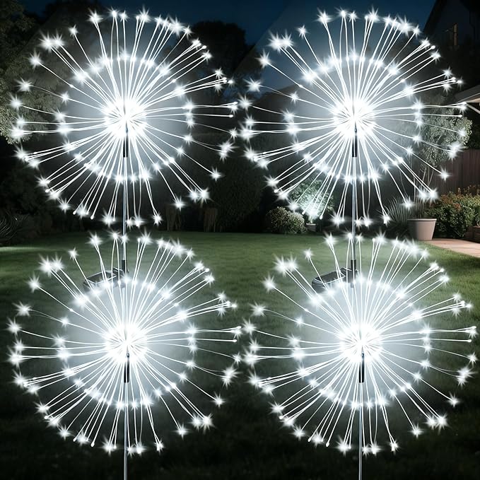JJGoo Solar Firework Lights, 4 Pack 120 LEDs 2 Lighting Modes Solar Garden Lights Outdoor Waterproof for Yard Patio | Lumora