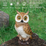 Solar Owl Garden Statues Outdoor Decor Resin Owl Figurine with LED Lights Owl Sculpture for Porch Patio Lawn Yard | Lumora