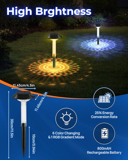 ALEPOD Color Changing Solar Pathway Lights - 8 Pack IP68 Waterproof with 7 RGB Modes for Halloween & Christmas Yard, Garden, Walkway, Pathway, Backyard, Lawn Decoration