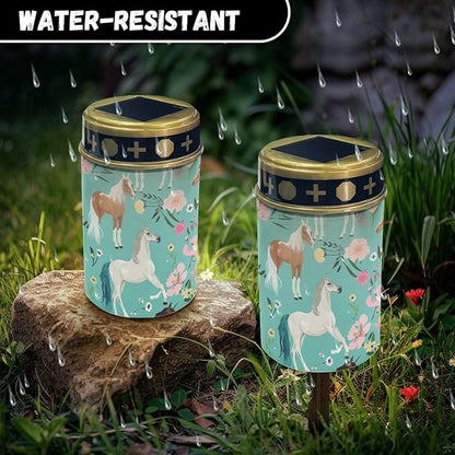 Horse Floral Solar Lights Outdoor Waterproof Garden Solar Light Cemetery Decoration Memorial Lamp Solar Pathway Lights for Home Path Kitchen Gift for Friends